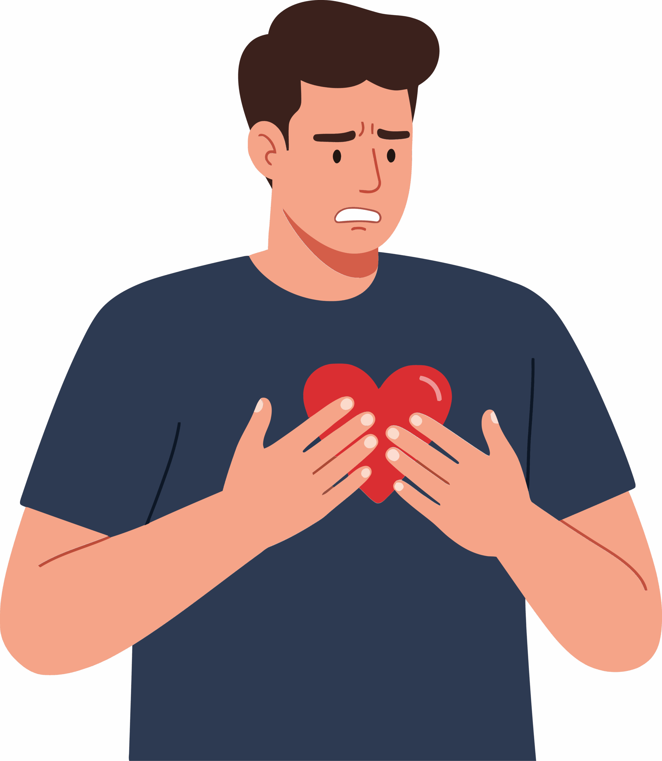 Person holding his heart